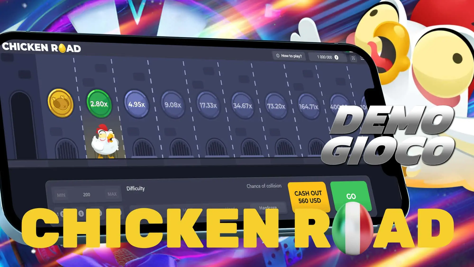 Per giocare gratuitamente a Chicken Road, bisogna accedere al casinò online e avviare il gioco. Dopodiché, cliccare sul pulsante Gioca in modalità demo per provare questa versione.